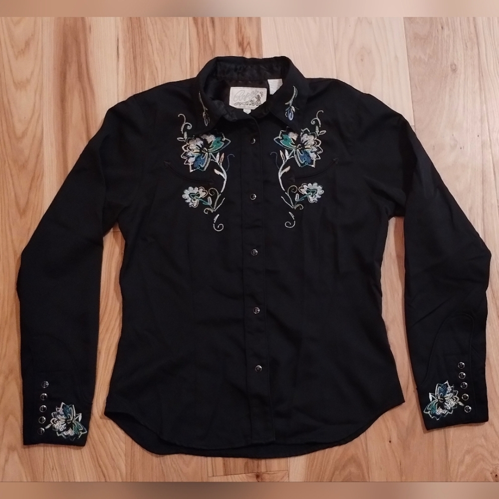 Roper vintage embroidered fancy button up riding shirt